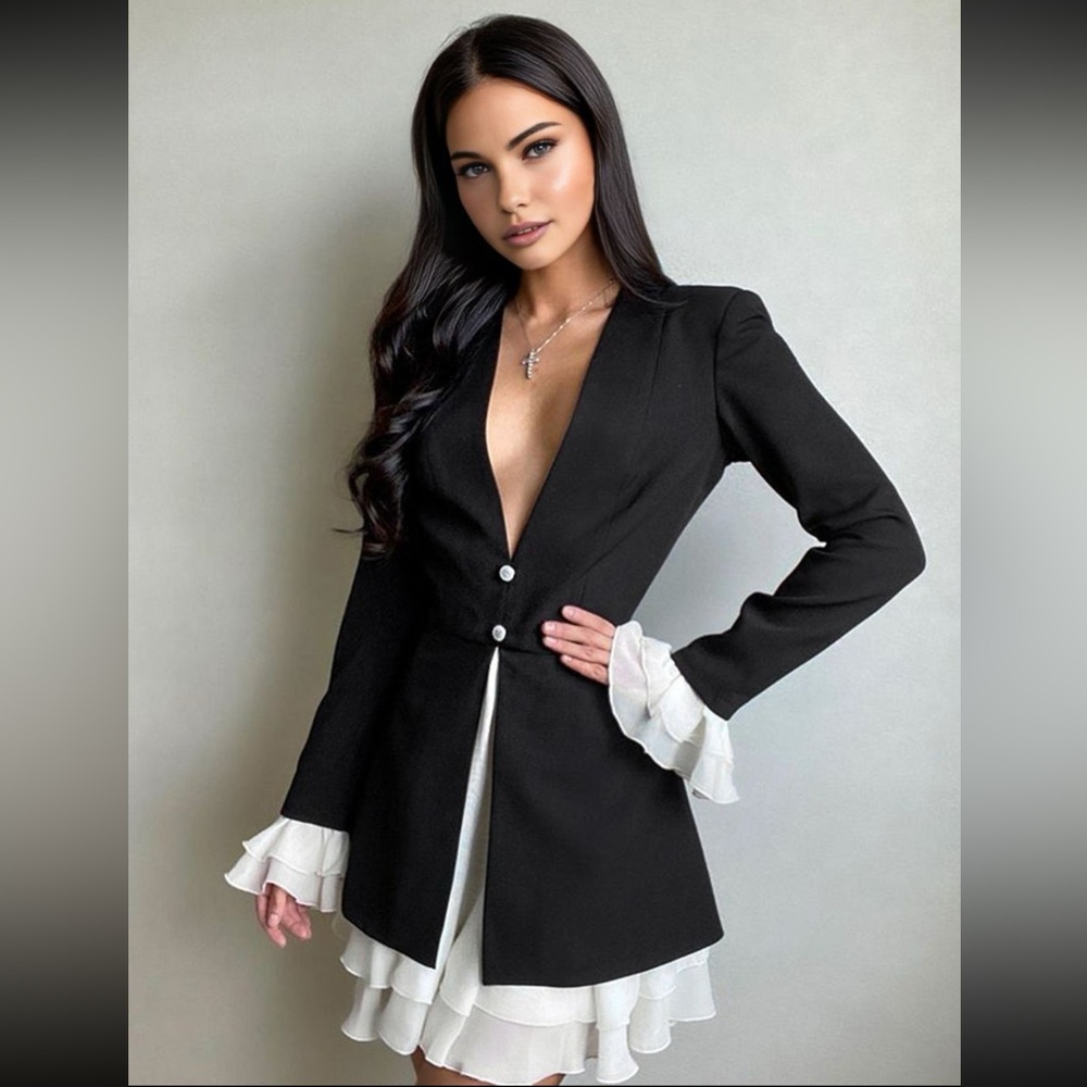 Elegant Black and White Women's Dress